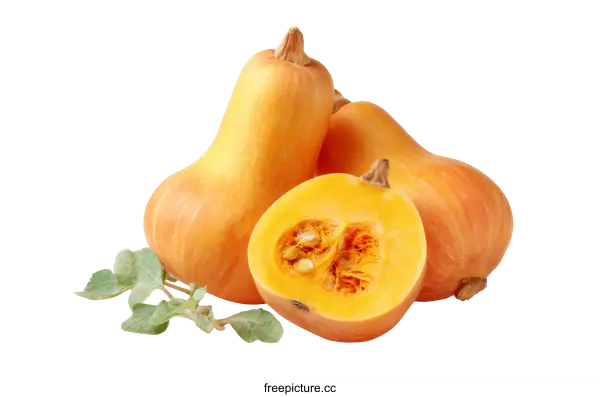 [Transparent Background PNG]Fresh Orange Butternut Squash Display