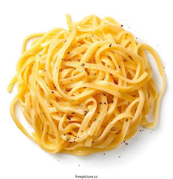 Spaghetti with butter and pepper on a white background