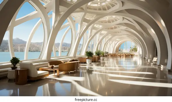 Futuristic Interior Space with Vaulted White Walls and Ample Light