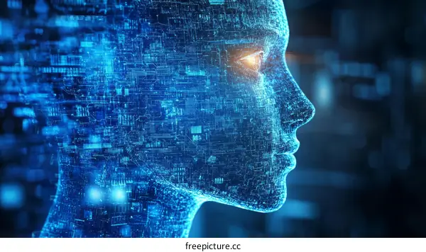 Digital AI Female Face Illustration