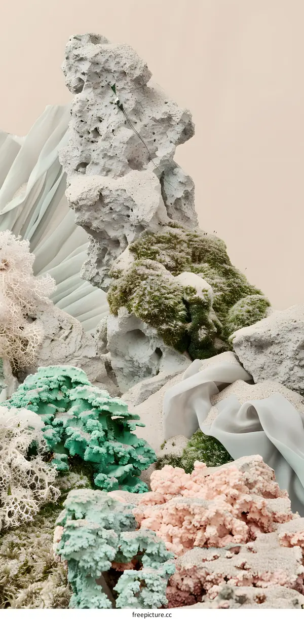 Abstract Stone and Moss Landscape