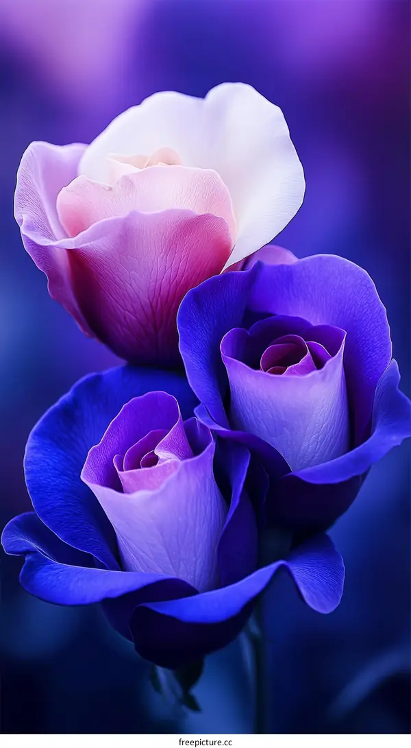 Stunningly Colorful Roses Close-up