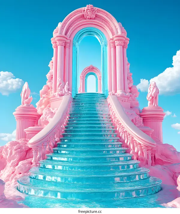 Pink and Blue Fantasy Staircase to Heaven