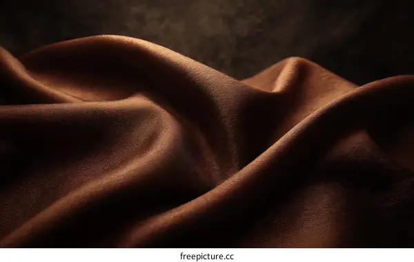 Close-up of Brown Satin Fabric Texture