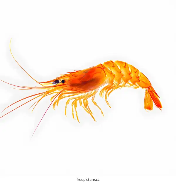 Fresh Orange Shrimp on White Background