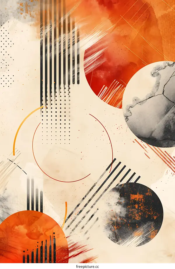 Abstract Orange and Black Watercolor Art