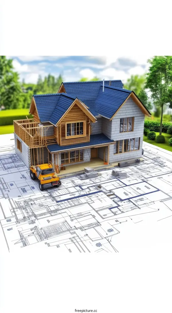 House Construction Blueprint Design Model