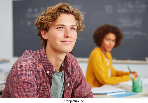 Student in Class Focused on Learning