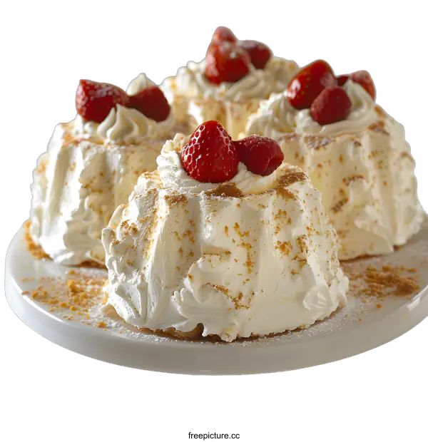 [Transparent Background PNG]Five Delicious Cakes Topped with Strawberries