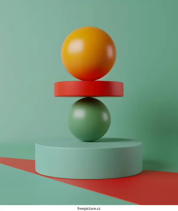 Abstract 3D Design With Yellow, Green and Red Balls