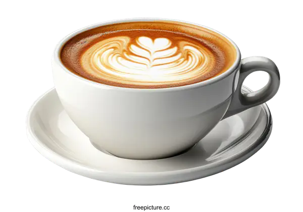 [Transparent Background PNG]Latte Art in a White Cup