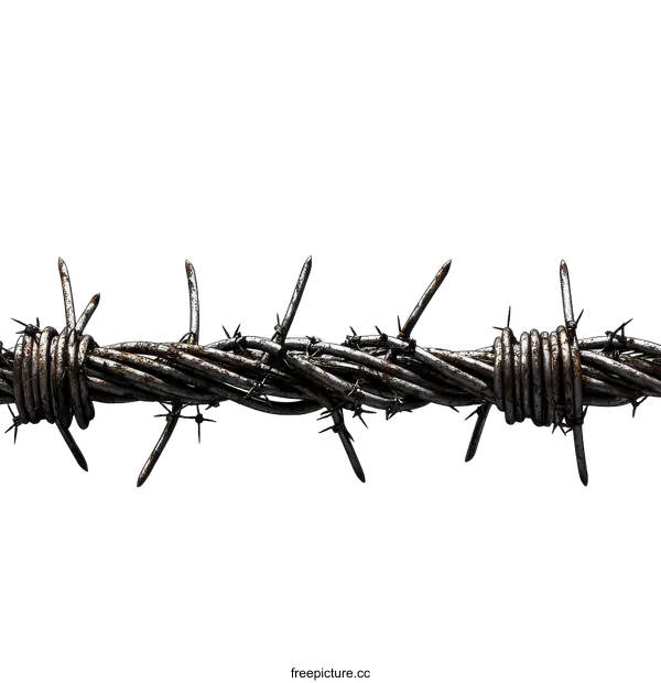 [Transparent Background PNG]Rusty Barbed Wire Fence Illustration