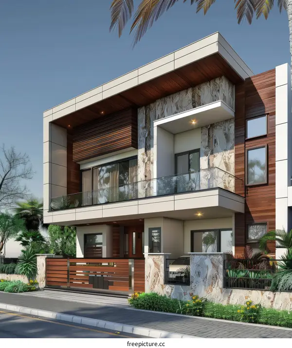 Tropical Modern Home with Lush Landscaping