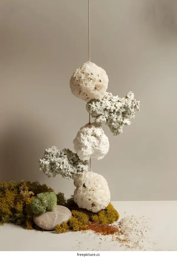 Abstract Still Life with White and Green Objects