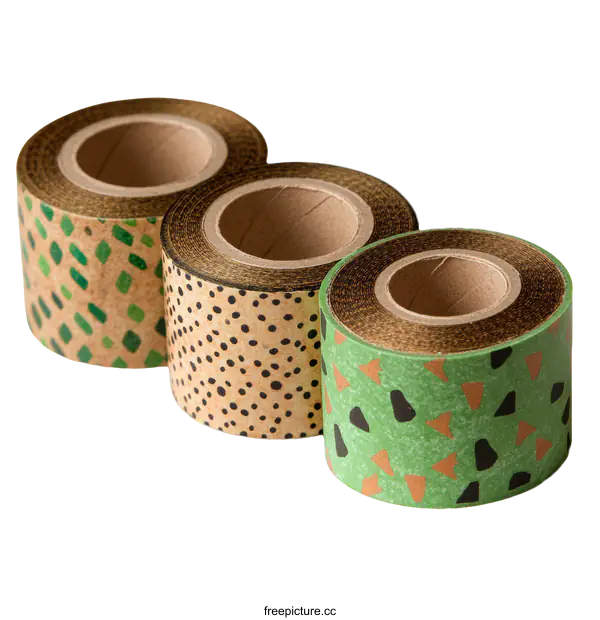 [Transparent Background PNG]Three rolls of decorative patterned tape