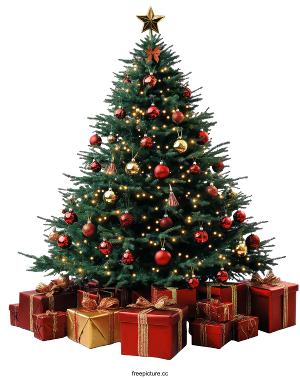 [Transparent Background PNG]Christmas Tree with Gifts Decorated