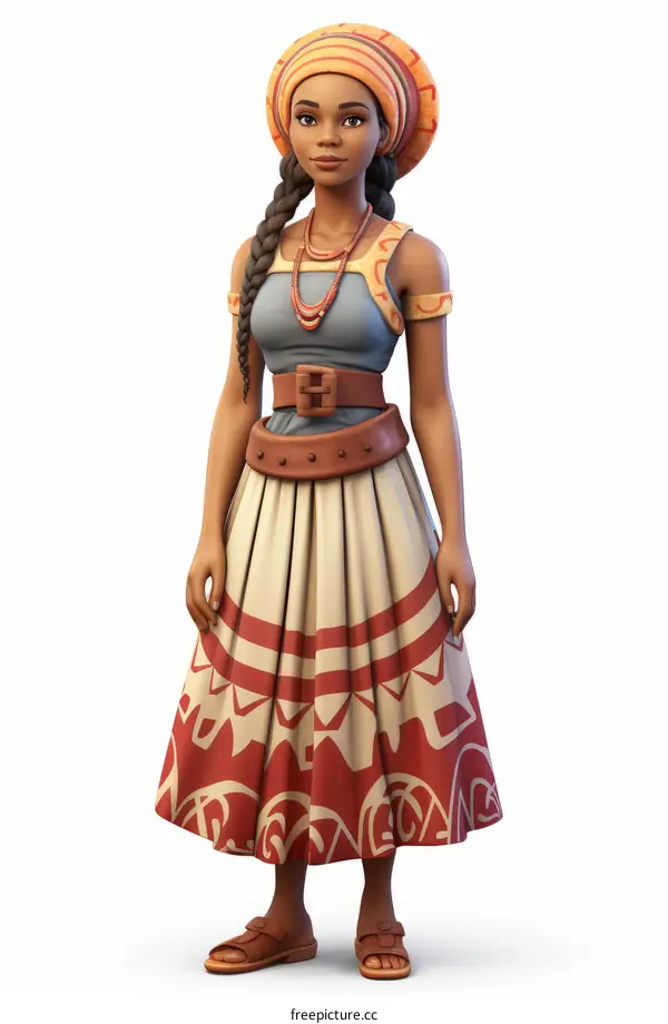 Illustration of a Black Woman in Traditional African Dress