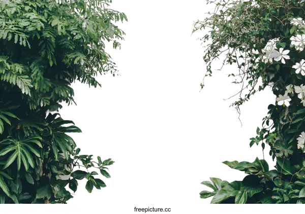 [Transparent Background PNG]Green Leaves on White Wall Background