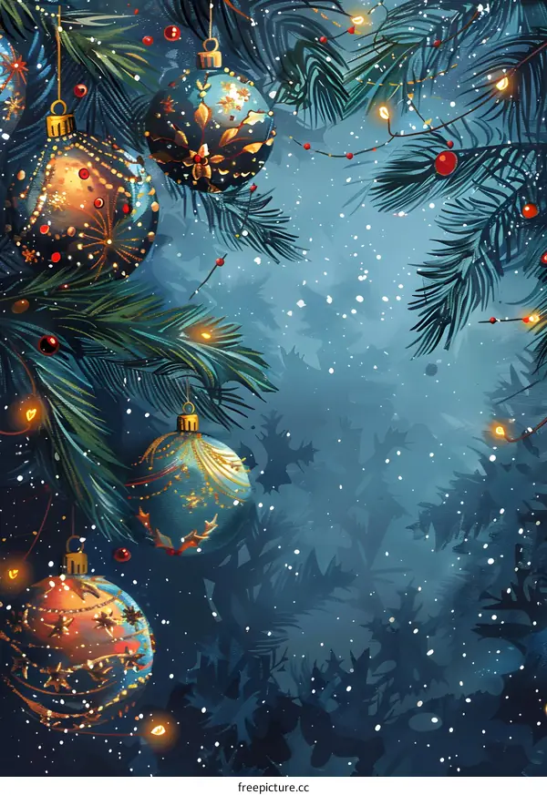 Christmas background with hanging ornaments