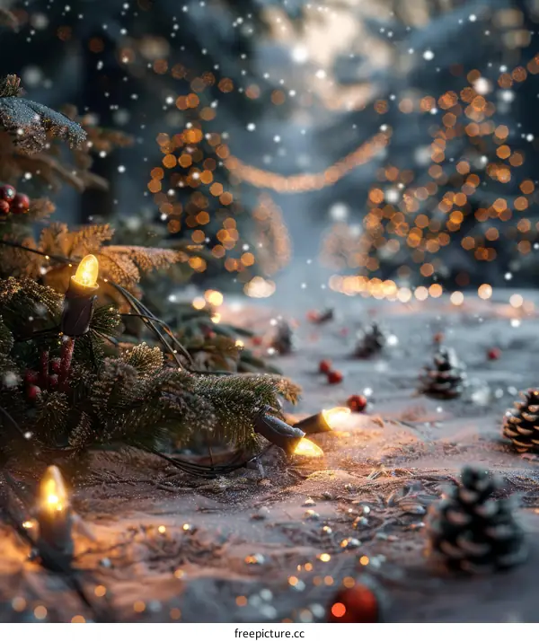 Snowy Forest Christmas Lights