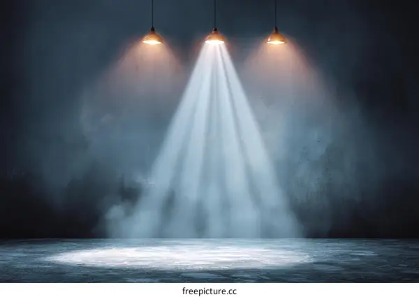 Empty Dark Studio Interior with Spotlight
