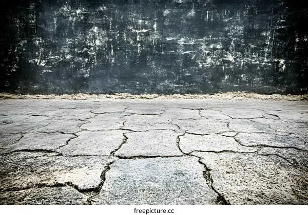 Cracked Ground and Old Wall Background