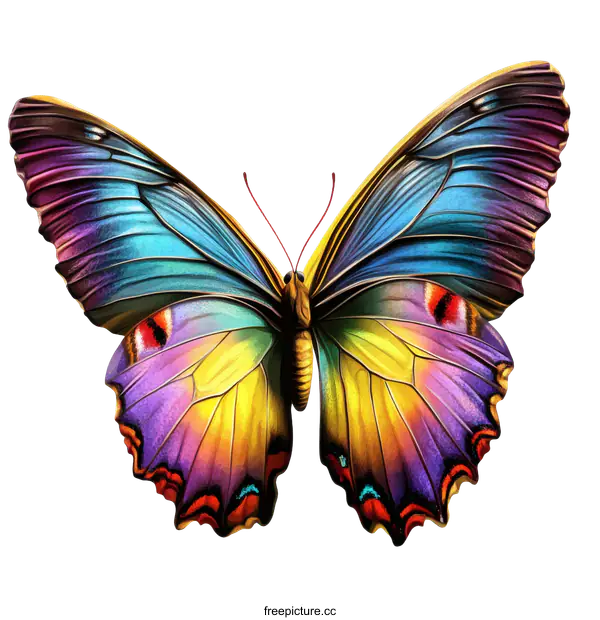 [Transparent Background PNG]Colorful Butterfly Illustration with Vivid Hues