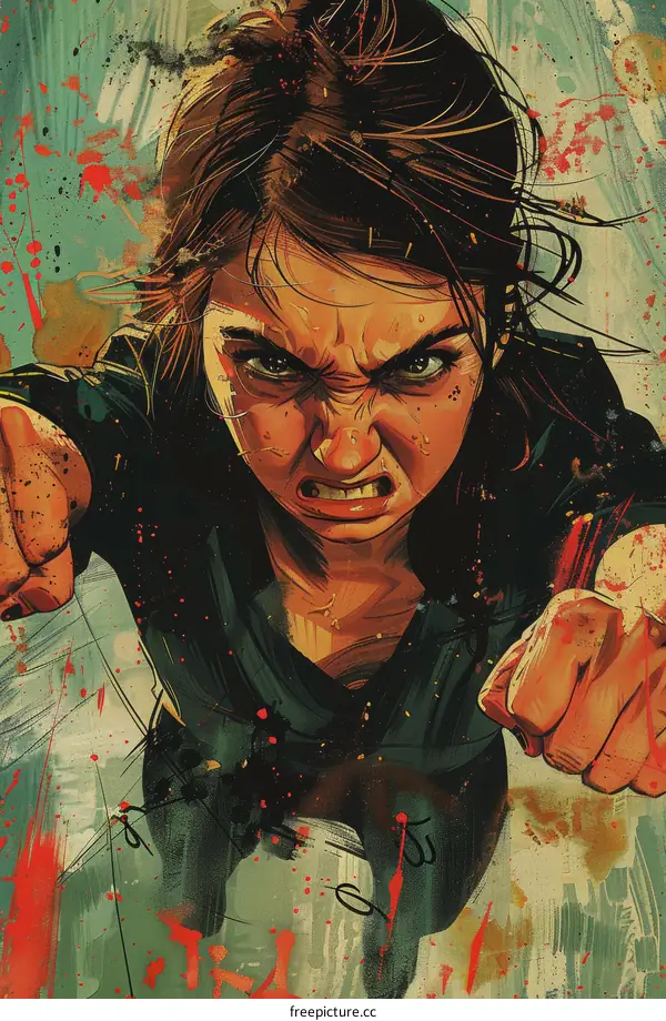 Portrait of a determined young woman with clenched fists