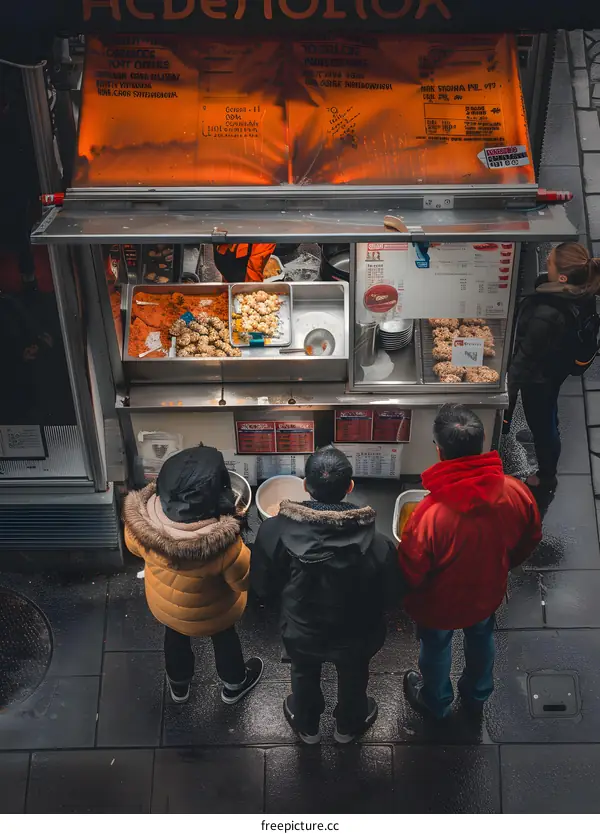 People Waiting in Line for Street Food