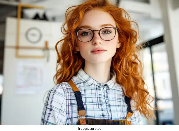 Portrait of a Redhead Woman with Glasses
