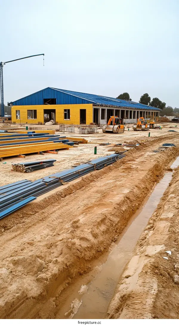 Under Construction Warehouse Building Site