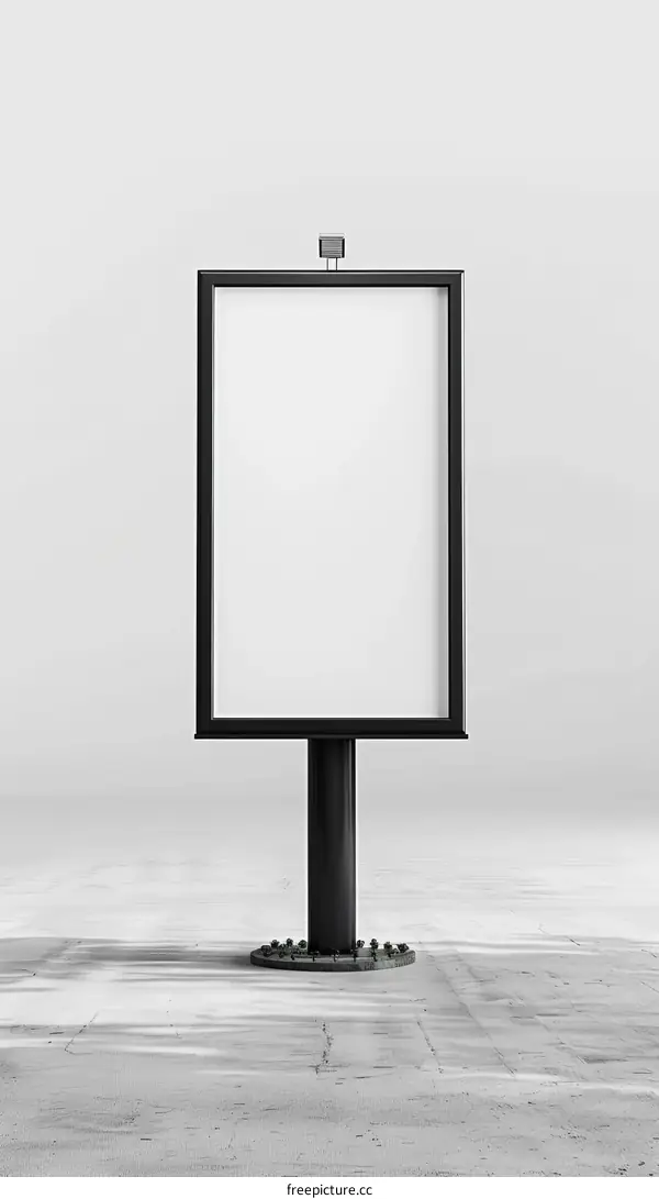 Black blank billboard on grey background