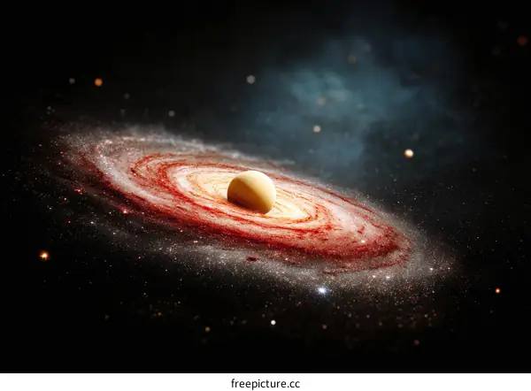 Spiral Galaxy with Planet in Deep Space