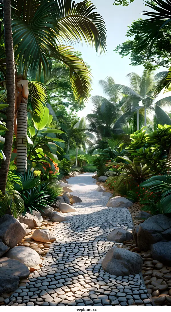 tropical stone path