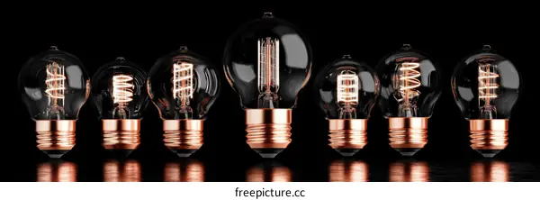 Vintage Edison Bulbs Collection on Black Background
