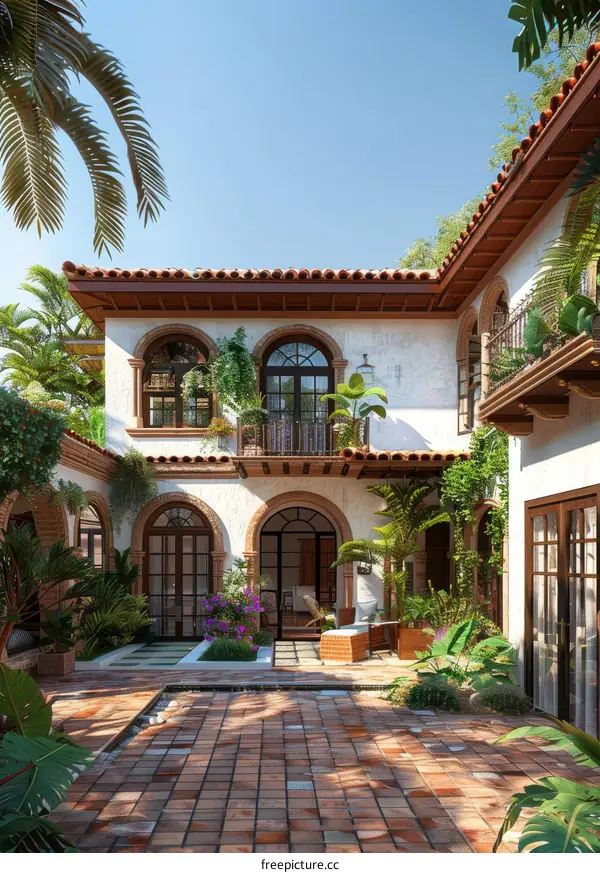 A Stunning Mediterranean Courtyard Design Illustration