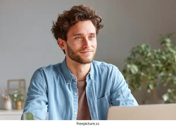 Caucasian Man Posing Thoughtfully