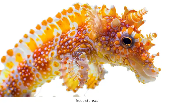 A stunning close-up photograph of a rare and unusual orange-colored seahorse