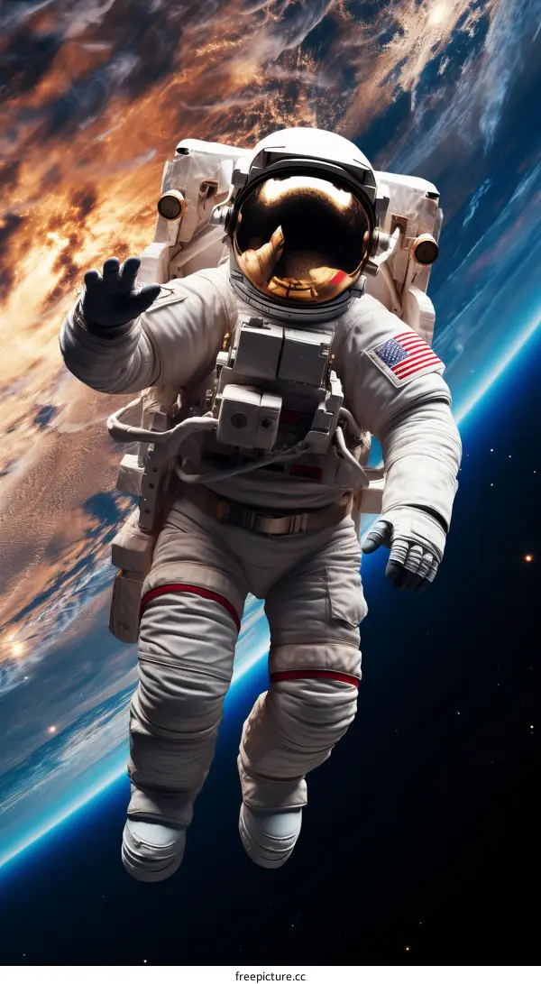 Astronaut Floating in Space with Earth in the Distance