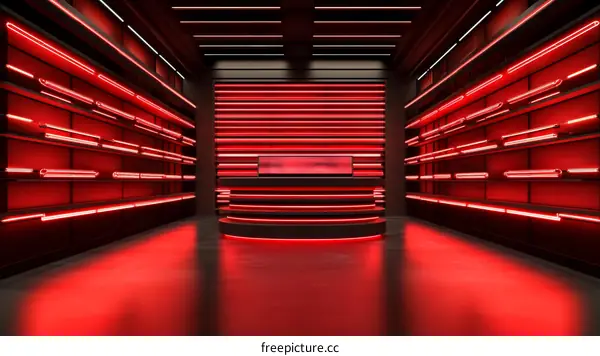 Modern Red Neon Store Interior Design