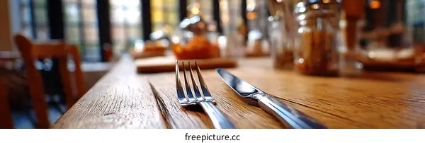 Restaurant Table Setting with Cutlery