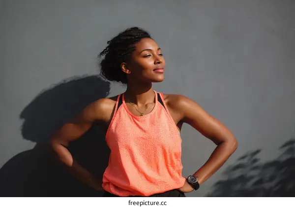 African Woman in Sportswear Outdoors