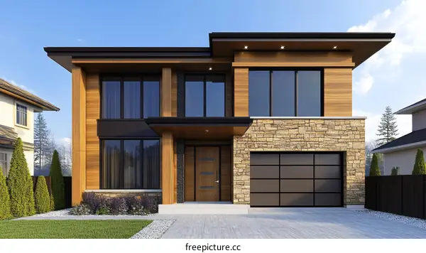 Modern Wooden House Design Exterior View
