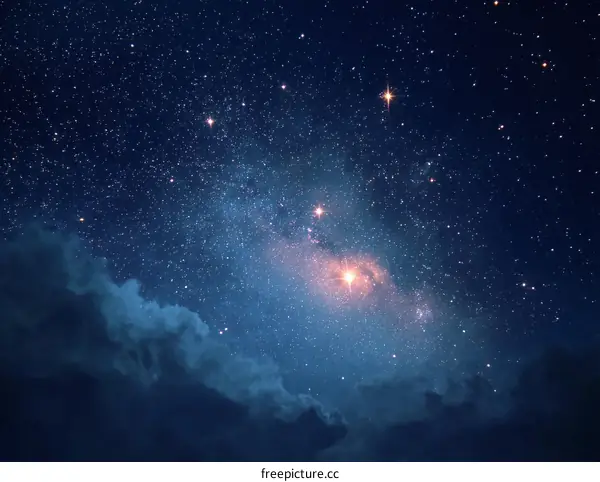 Starry Night Sky with Clouds