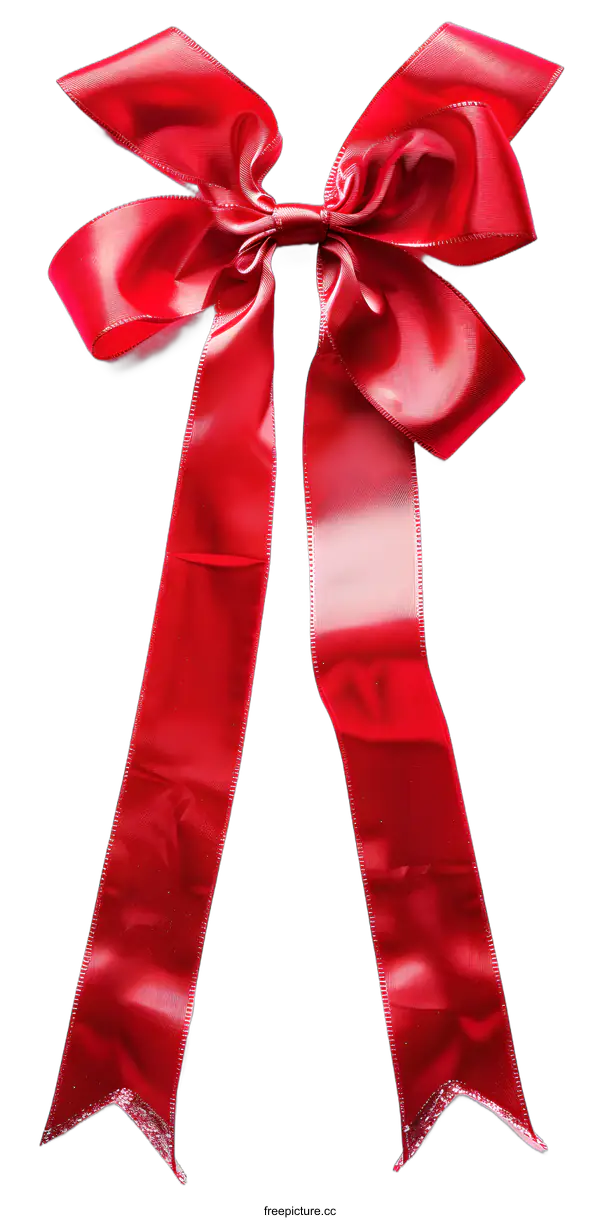[Transparent Background PNG]Red Satin Ribbon Bow Isolated on White Background