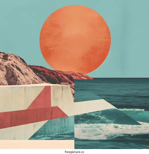 Abstract Collage of Ocean and Sun