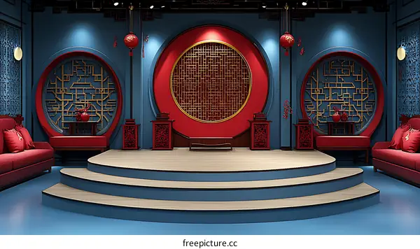 Chinese Style Interior Design Studio Scene