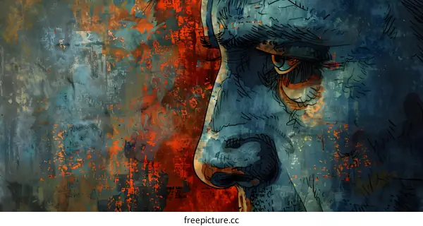 Abstract Portrait of a Man with Grunge Background