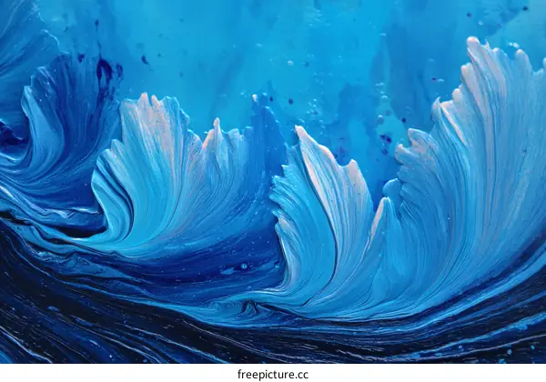 Abstract Blue Wave Painting