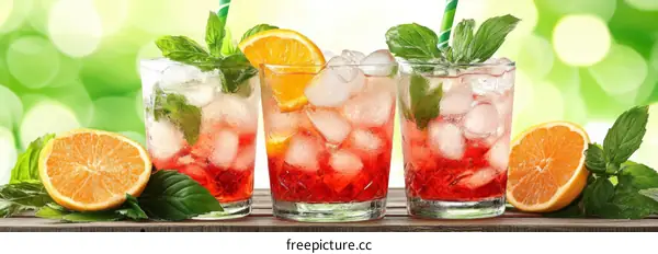 Refreshing Summer Cocktails with Ice and Fruit